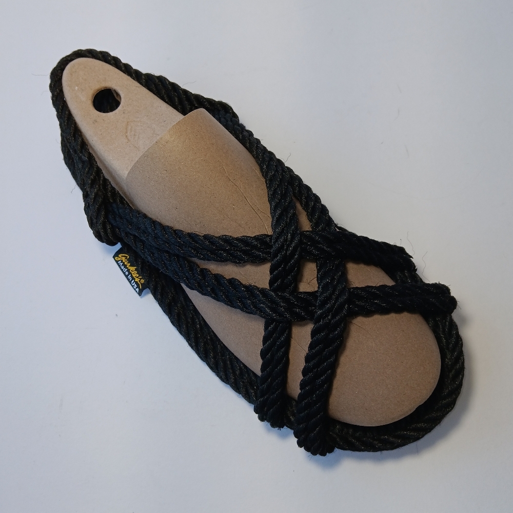 Gurkee's Made in USA Classic Black Rope Sandals Size Women 10 / Men 9 / EU 40